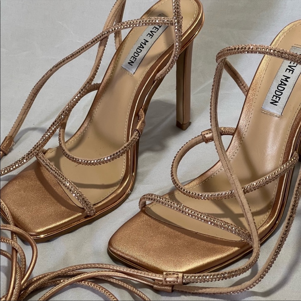 Rose gold lace up heels